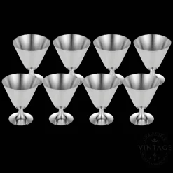 8 Coupes à Cocktail argentées - Vintage