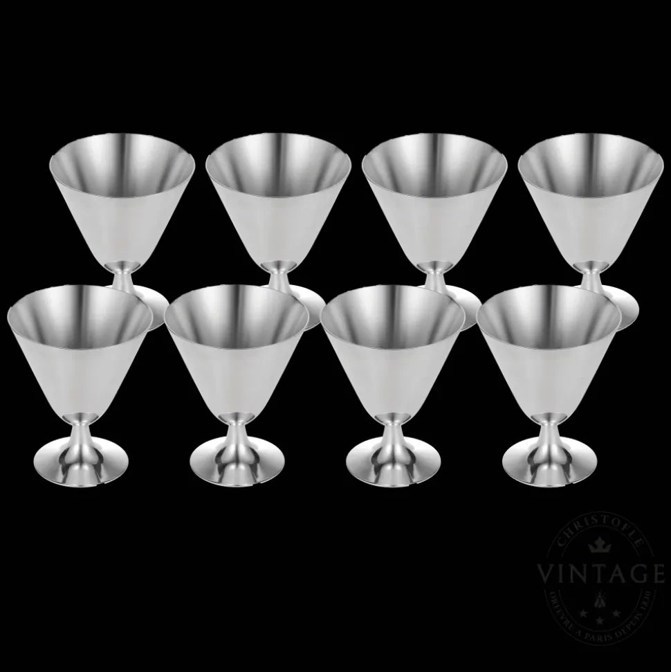 8 Coupes à Cocktail argentées - Vintage
