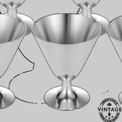 8 Coupes à Cocktail argentées - Vintage