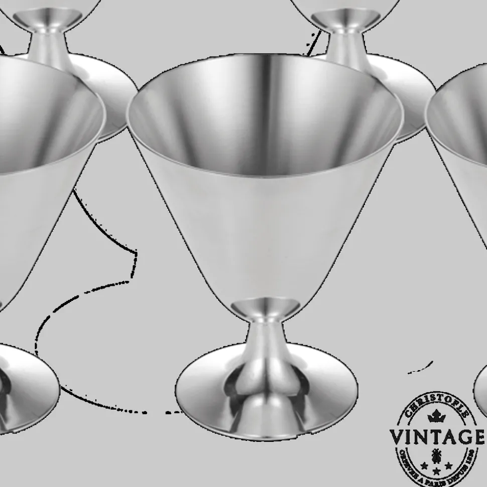8 Coupes à Cocktail argentées - Vintage