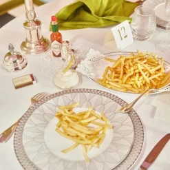 Assiette Américaine en porcelaine finition Platine