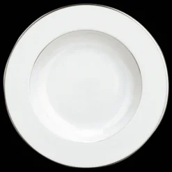 Assiette creuse à aile en porcelaine finition platine