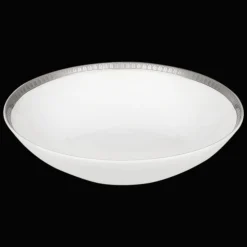 Assiette creuse à calotte en porcelaine finition platine
