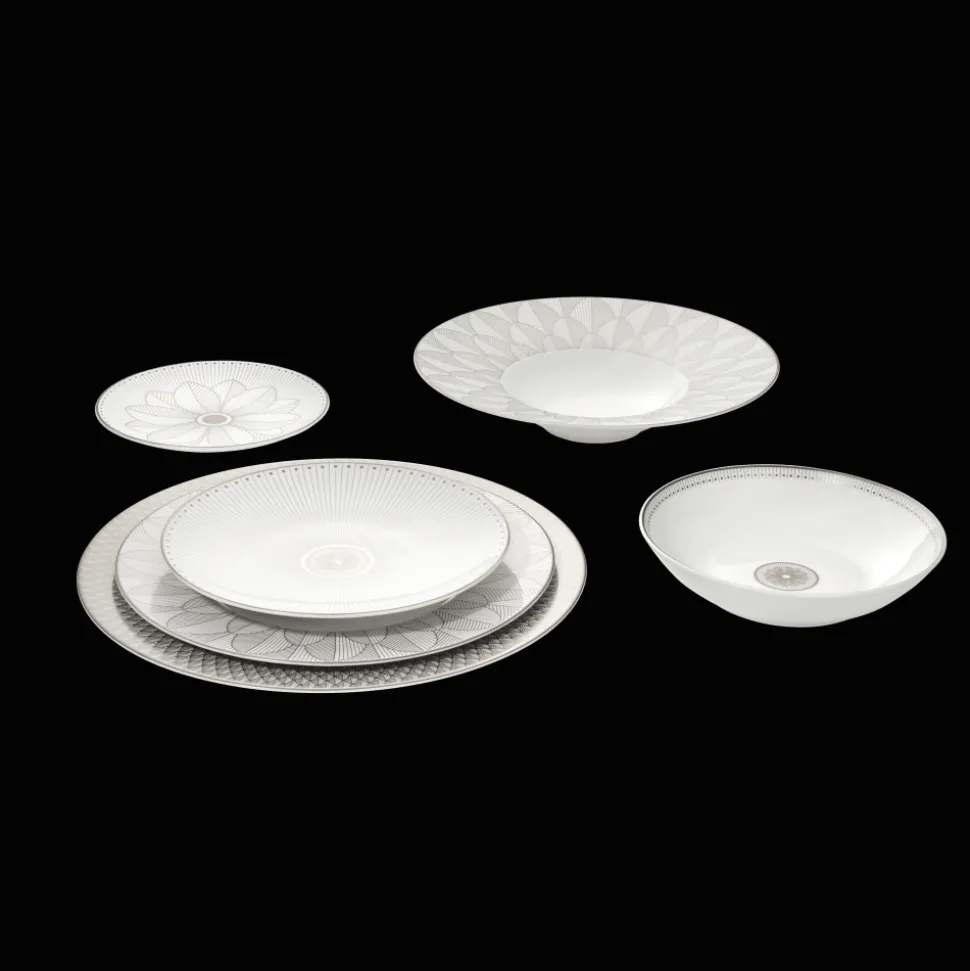 Assiette Creuse Calotte en porcelaine finition Platine