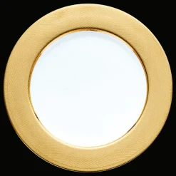 Assiette de présentation en porcelaine finition or