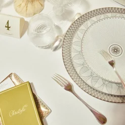 Assiette de présentation en porcelaine finition Platine