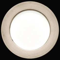 Assiette de présentation en porcelaine finition platine