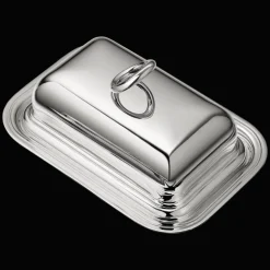 Beurrier rectangulaire en métal argenté