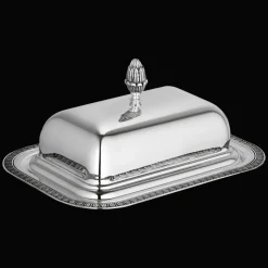 Beurrier rectangulaire en métal argenté