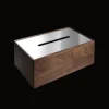 Boîte à mouchoirs en acier et noyer