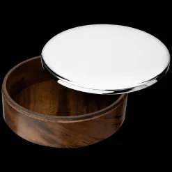 Boîte moyen modèle en bois et métal argenté