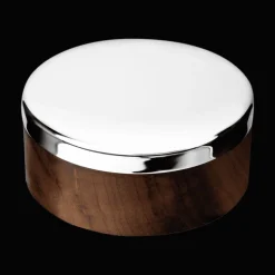 Boîte moyen modèle en bois et métal argenté