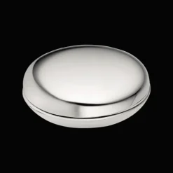 Boîte ronde à poser en métal argenté