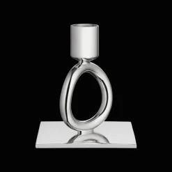 Bougeoir 1 anneau en métal argenté