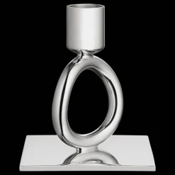 Bougeoir 1 anneau en métal argenté