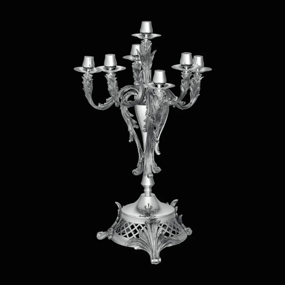 Candélabre 7 bougies en métal argenté