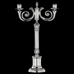 Candélabre 2 bougies en métal argenté