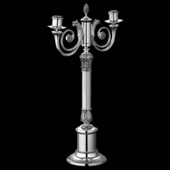 Candélabre 2 bougies en métal argenté