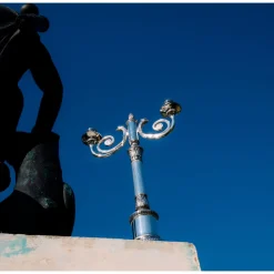 Candélabre 2 bougies en métal argenté