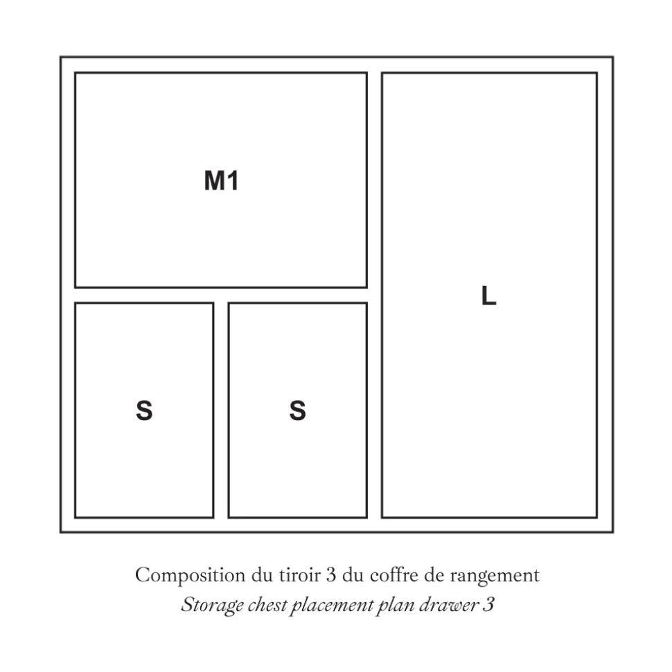 Coffre de rangement 120 ou 132 pièces - 11 modules (vendu sans couverts)