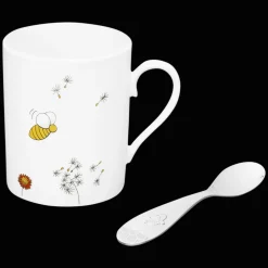 Coffret tasse en porcelaine et cuillère bébé en métal argenté