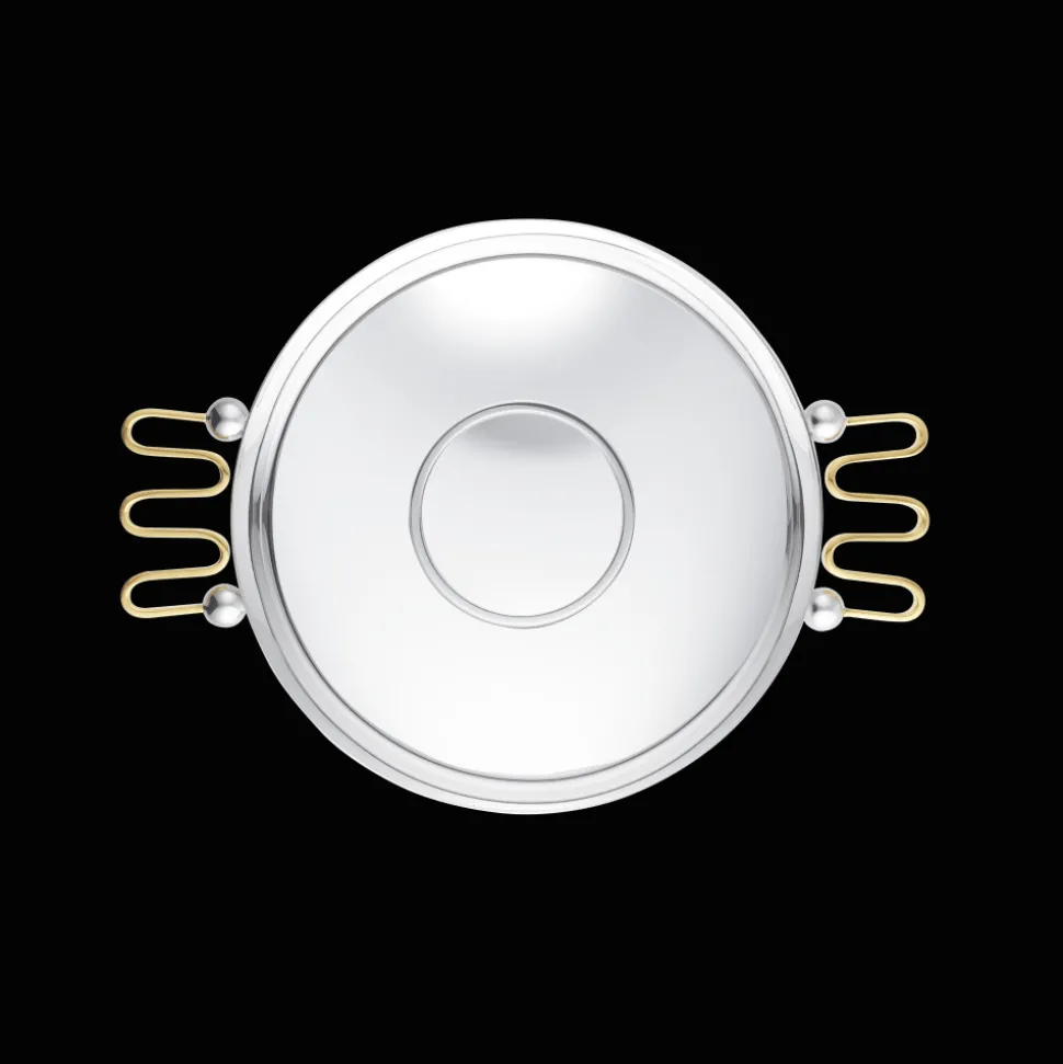 Coupe Ronde en métal argenté à Oreilles Dorées