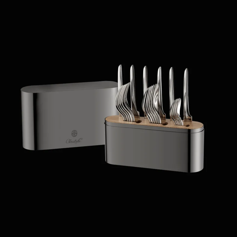 Écrin en Acier Noir - 24 pièces en acier (vendu sans couverts)