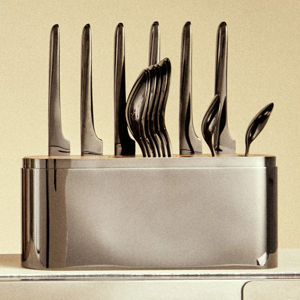 Écrin en Acier Noir - 24 pièces en acier (vendu sans couverts)