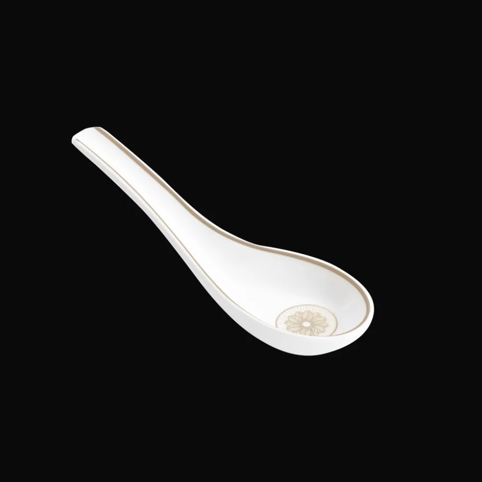 Cuillère chinoise en porcelaine finition Platine