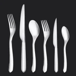 Ensemble 6 personnes (36 pièces) en métal argenté avec Boite de Rangement