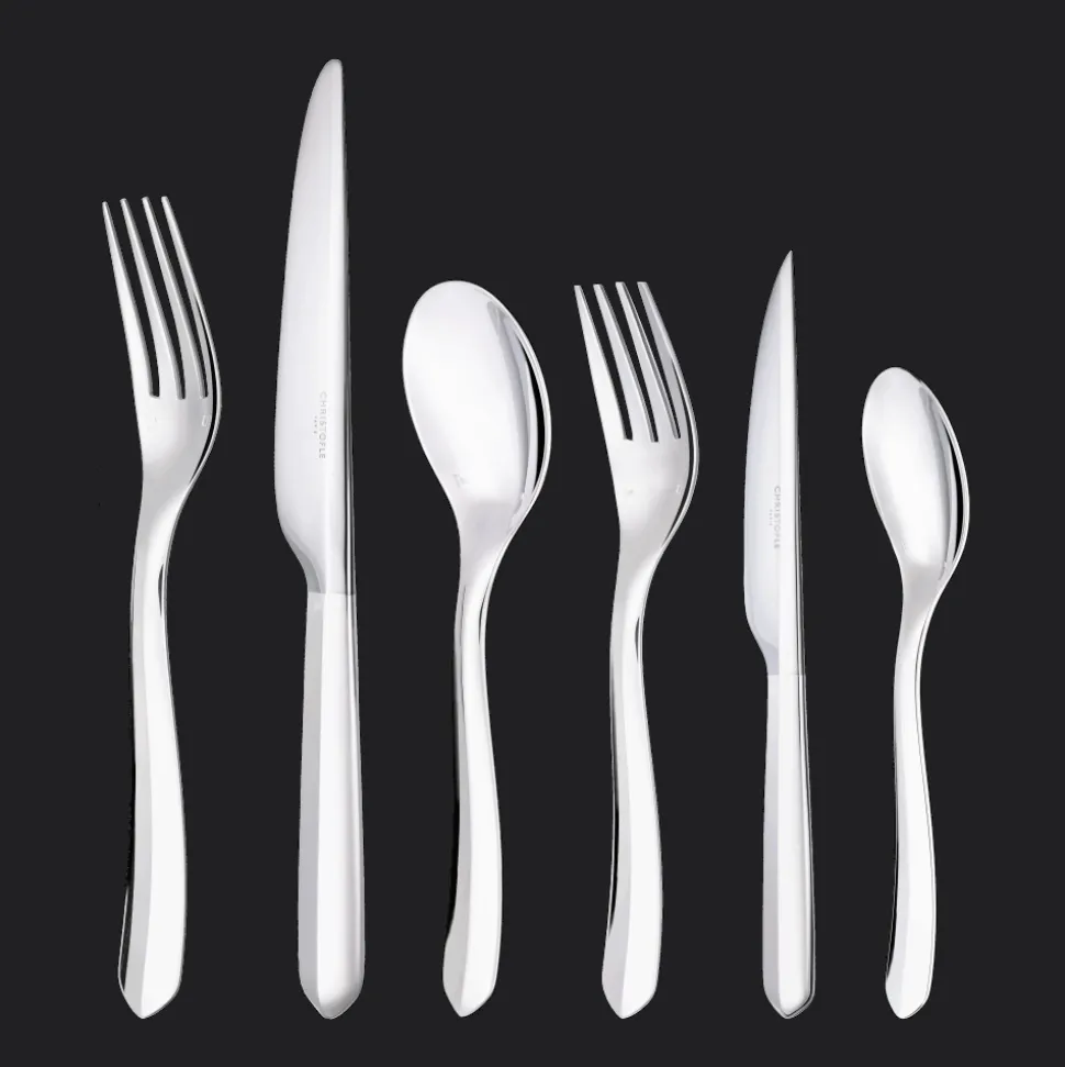 Ensemble 6 personnes (36 pièces) en métal argenté avec Boite de Rangement