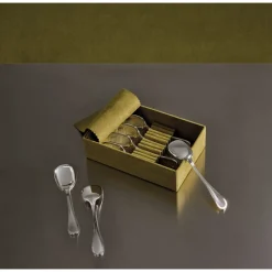 Ensemble de 4 cuillères à glace en métal argenté