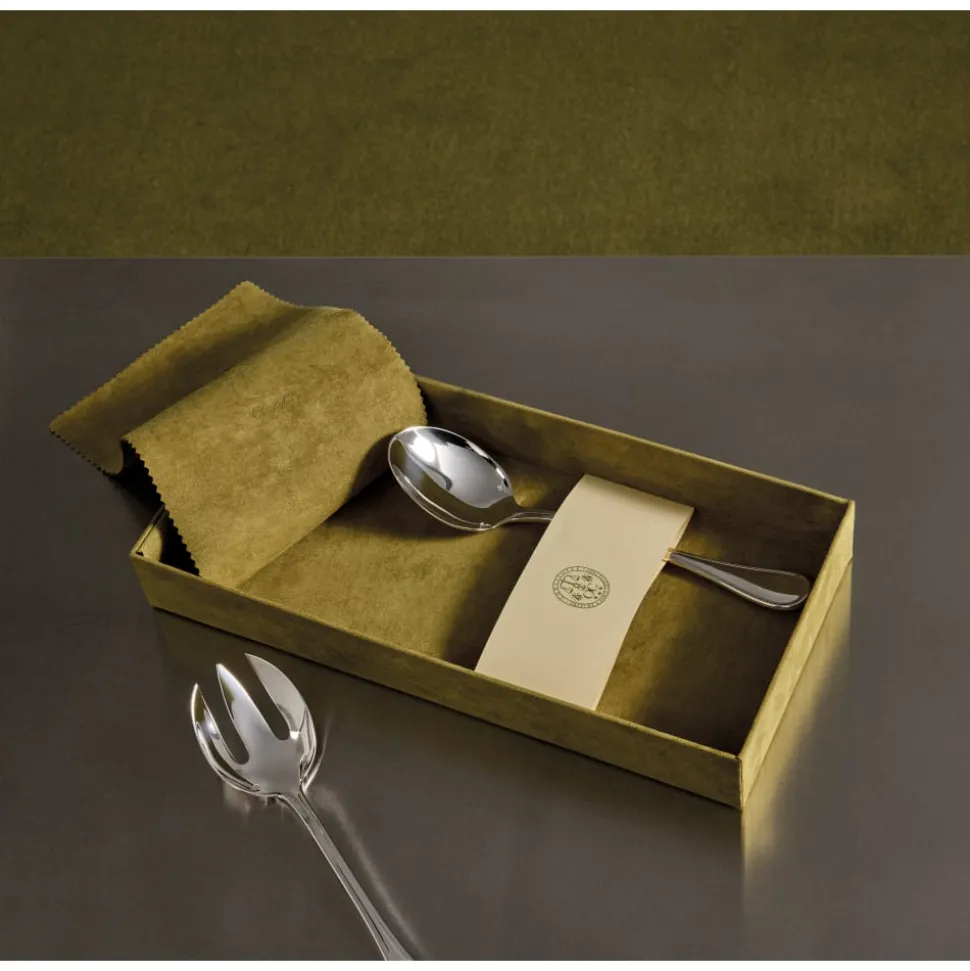 Ensemble de 2 pièces à servir la salade en métal argenté