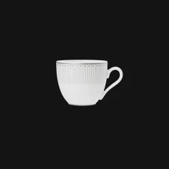 Ensemble de 2 tasses à café et soucoupes en porcelaine finition Platine