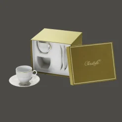 Ensemble de 2 tasses à café et soucoupes en porcelaine finition Or