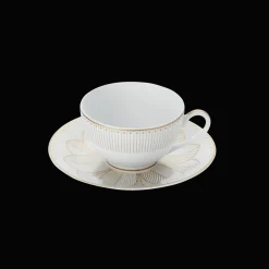 Ensemble de 2 tasses à thé et soucoupes finition Or