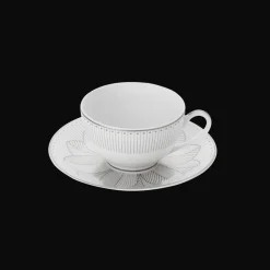 Ensemble de 2 tasses à thé et soucoupes finition Platine
