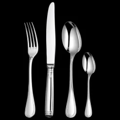 Ensemble pour 6 personnes (24 pièces) en métal argenté avec boîte de rangement