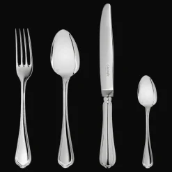 Ensemble pour 6 personnes (24 pièces) en métal argenté avec boîte de rangement