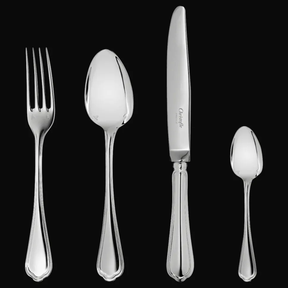 Ensemble pour 6 personnes (24 pièces) en métal argenté avec boîte de rangement