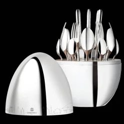 Ensemble pour 6 personnes (24 pièces) en métal argenté avec écrin - JAPON