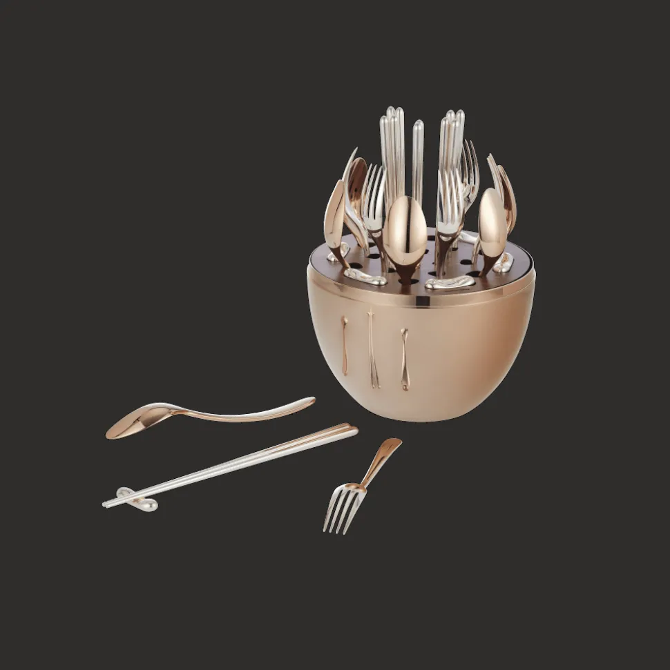 Ensemble pour 6 personnes (24 pièces) Rose Gold en métal argenté avec écrin