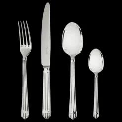 Ensemble pour 6 personnes (24 pièces) en métal argenté avec boîte rangement