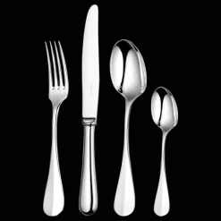 Ensemble pour 6 personnes (24 pièces) en métal argenté avec boîte de rangement