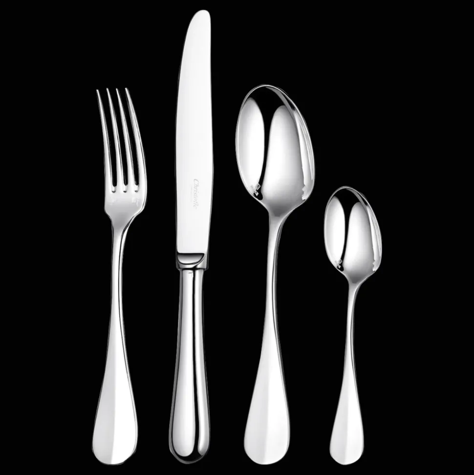 Ensemble pour 6 personnes (24 pièces) en métal argenté avec boîte de rangement