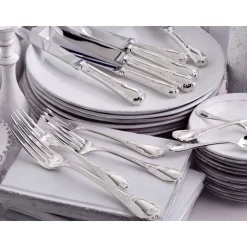 Ensemble pour 6 personnes (36 pièces) en métal argenté avec boîte de rangement