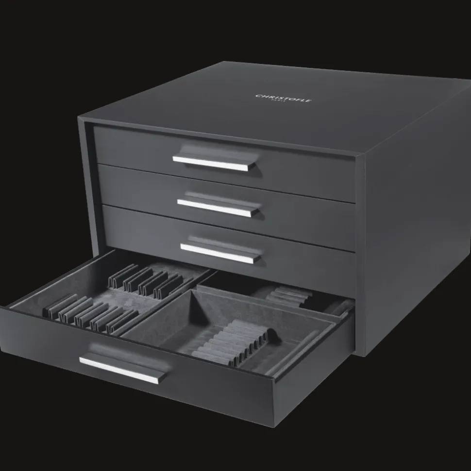 Ensemble pour 12 personnes (110 pièces) en métal argenté avec coffre