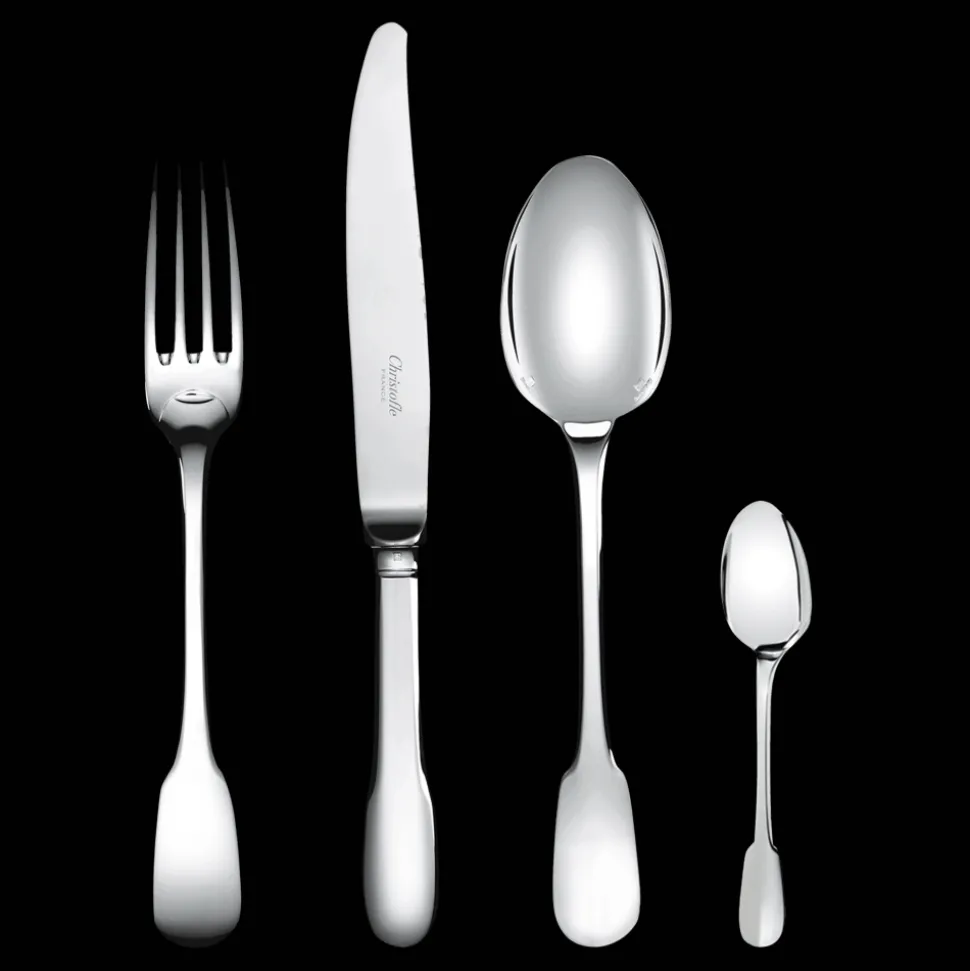 Ensemble pour 6 personnes (24 pièces) en métal argenté avec boîte de rangement