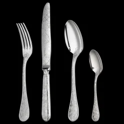 Ensemble pour 6 personnes (24 pièces) en métal argenté avec boîte de rangement