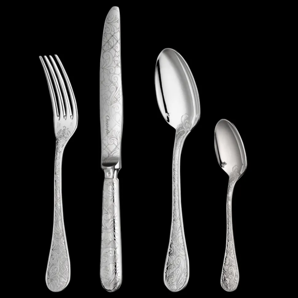 Ensemble pour 6 personnes (24 pièces) en métal argenté avec boîte de rangement